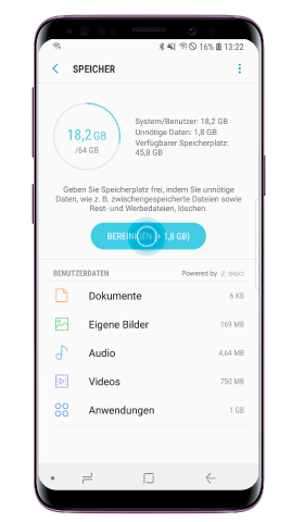 Samsung Galaxy S9/ S9plus Speicher bereinigen