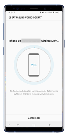 Die Suche nach Inhalten kann je nach bis zu 30 Minuten dauern