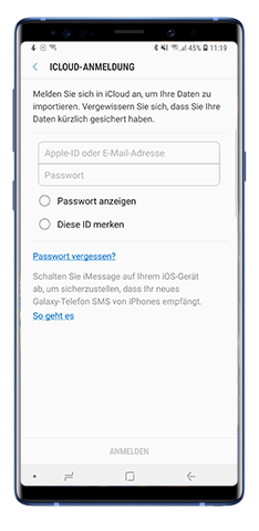 Melden Sie sich in Ihrem iCloud Account an