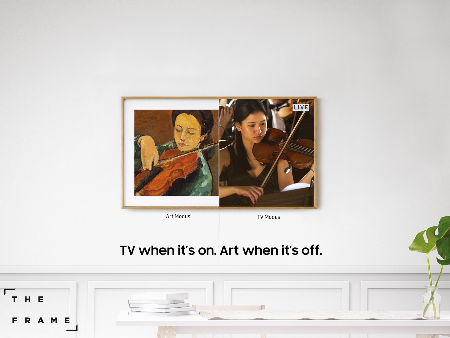 Illustration de la THE FRAME "TV when it’s on. Art when it’s off."