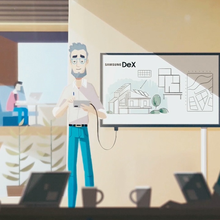 Imagen 2 relacionada al Modo Dex El personaje principal del cortometraje muestra su trabajo de arquitectura en una pantalla