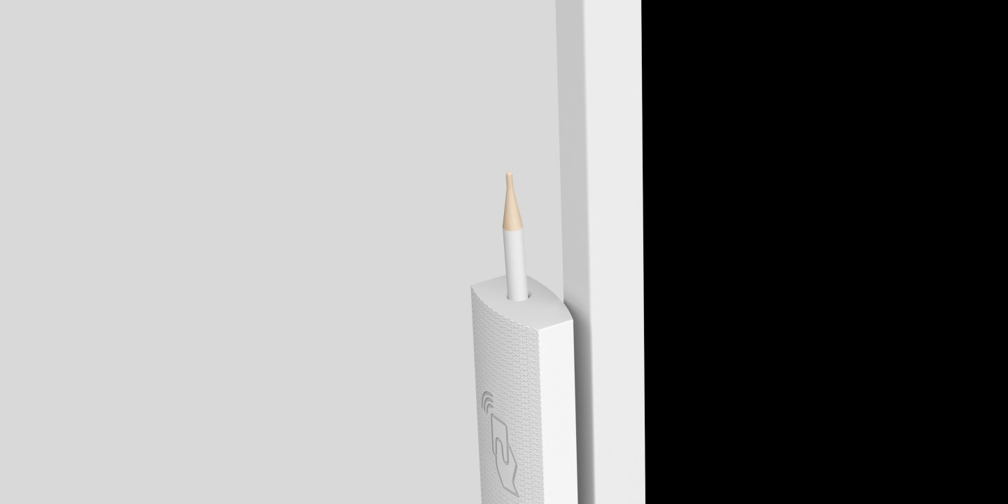 Una imagen que muestra cómo funciona un sensor de pasillo cuando un usuario saca el lápiz de su base.