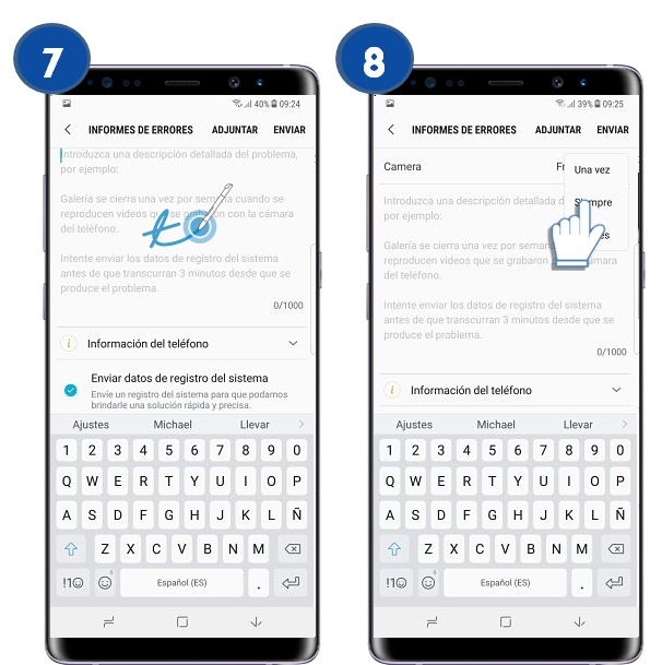 Galaxy Note8: ¿Cómo enviar un informe de errores desde Samsung Members?