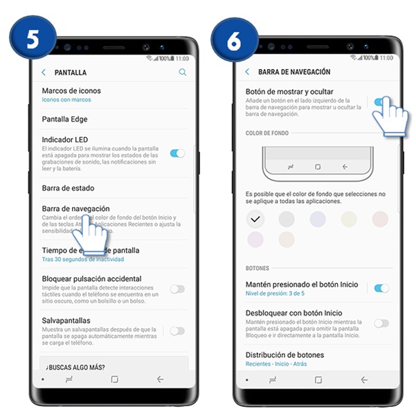 Galaxy Note8: ¿Qué es y cómo personalizar la barra de navegación?