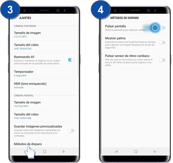 Galaxy Note8: ¿Qué es y como utilizar la función de pulsar para sacar fotos?
