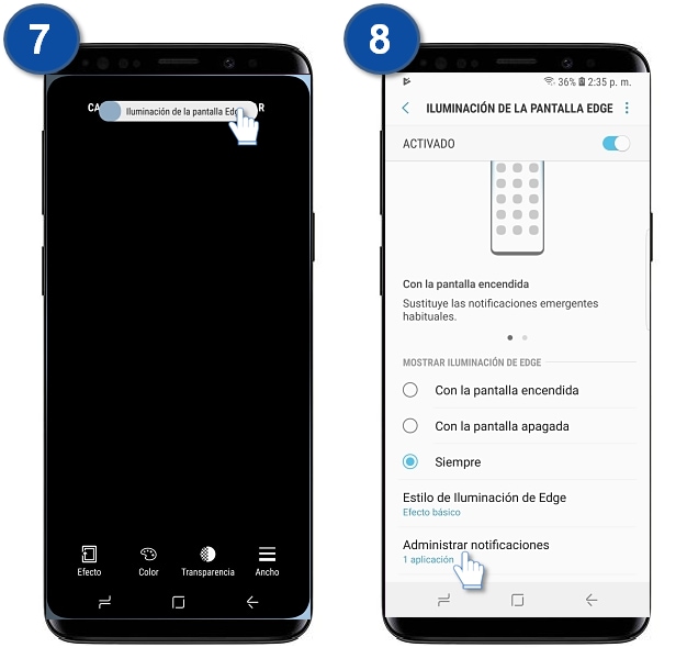 Galaxy S9 | S9 Plus- ¿Cómo y para qué activar la iluminación Edge?