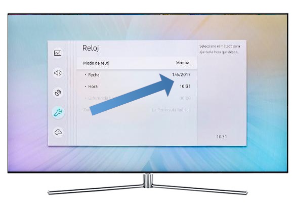 Samsung Smart TV MU6100 - ¿Cómo ajustar la hora?