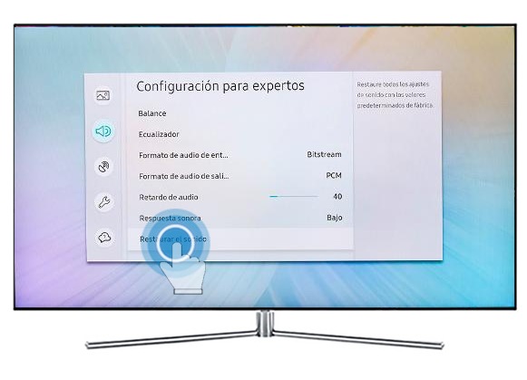 Samsung Smart TV MU6100 - ¿Cómo restablecer ajustes de sonido?
