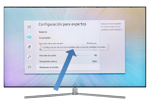 Samsung Smart TV MU6100 - ¿Cómo restablecer ajustes de sonido?