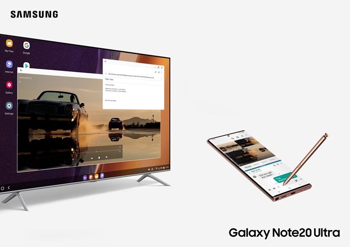 *通过DeX,图形设计师将Galaxy Note20与台式显示器进行互联,