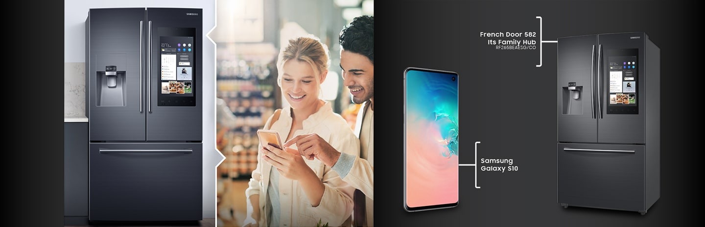 Revisa tu nevera Family Hub desde tu smartphone mientras haces mercado.