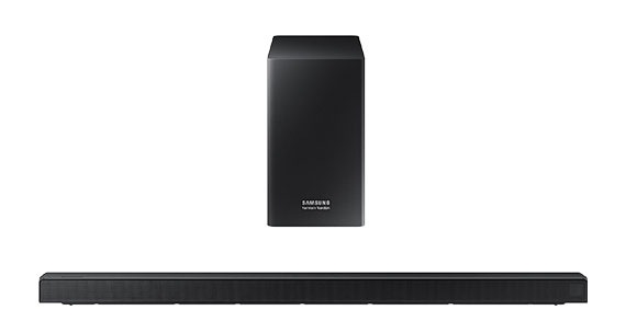 Imagen frontal de una barra de sonido.
