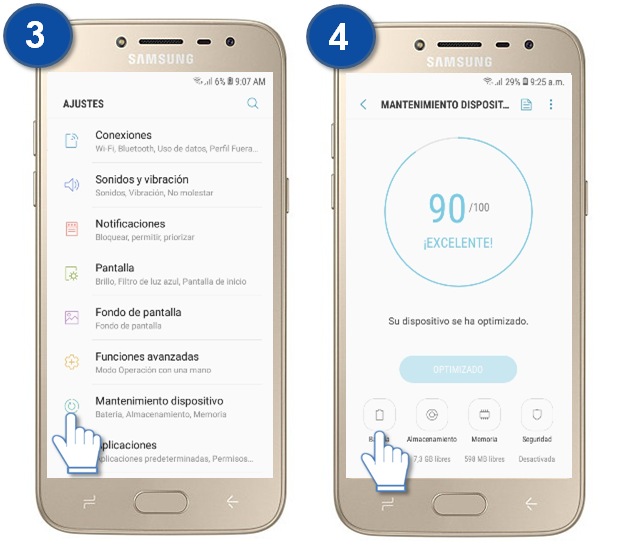 Galaxy J2 Pro - ¿Cómo usar el monitor de energía?
