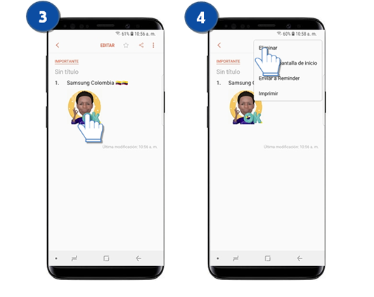 Galaxy S9 | S9 Plus - ¿Cómo eliminar una nota de Samsung Notes?