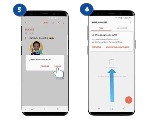 Galaxy S9 | S9 Plus - ¿Cómo eliminar una nota de Samsung Notes?