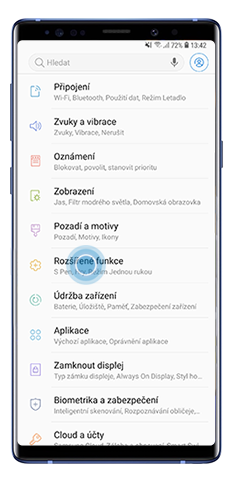 V Nastaveni klepnete na moznost Rozsireni funkce
