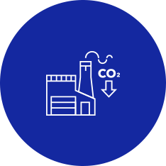 Ein Symbol für die Reduzierung der GHG-Emissionen in Produktionsstätten