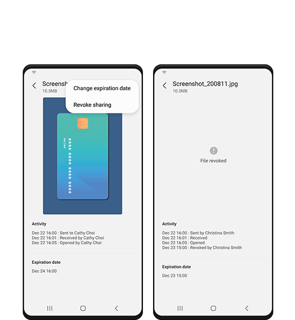 Eine Simulation der Benutzeroberfläche der Samsung Blockchain Wallet-App, in der eine Übersicht des Adressbuchs des Benutzers gespeicherter Kryptowährungsadressen angezeigt wird. In den aufgeführten Adressen werden Namen von Personen und nicht die standardmäßigen alphanumerischen Adressen angezeigt.