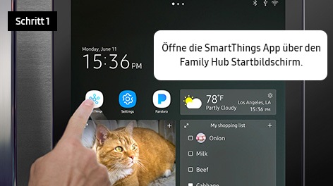 Schritt 1. Öffne die SmartThings App über den Family Hub Startbildschirm.