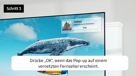 3. Drücke „OK“, wenn das Pop-up auf einem vernetzten Fernseher erscheint.