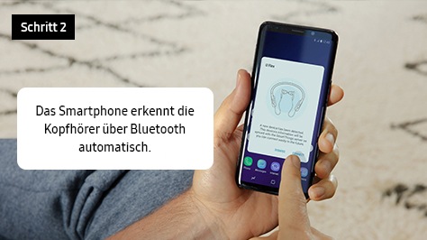 2. Das Smartphone erkennt die Kopfhörer über Bluetooth automatisch.