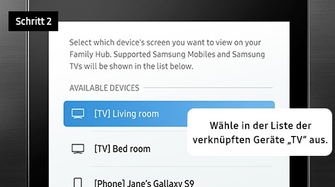 Schritt 2. Wähle in der Liste der verknüpften Geräte „TV“ aus.