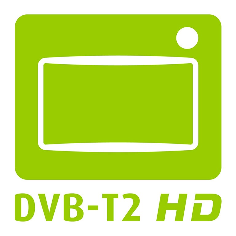 Das grüne Zertifizierungslogo für DVB-T2.