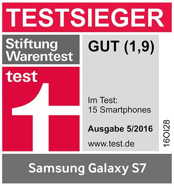 Testsieger Galaxy S7 bei 'Stiftung Warentest'.