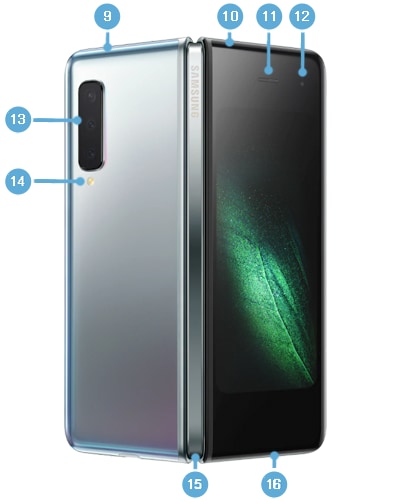 Der Aufbau der Rückseite des Galaxy Fold wird angezeigt.
