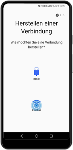 Tippe auf Drahtlos, um Daten auf dein Galaxy Fold zu übertragen.