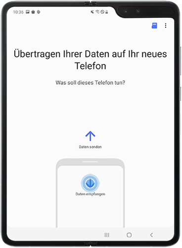 Tippe auf Daten empfangen, um die Daten deines Smartphones auf deinem Galaxy Fold zu empfangen.