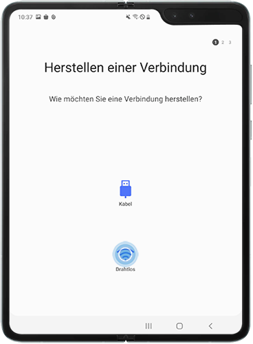 Tippe auf Drahtlos, um Daten auf deinem Galaxy Fold zu empfangen.