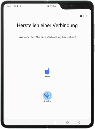 Tippe auf Drahtlos, um Daten auf deinem Galaxy Fold zu empfangen.