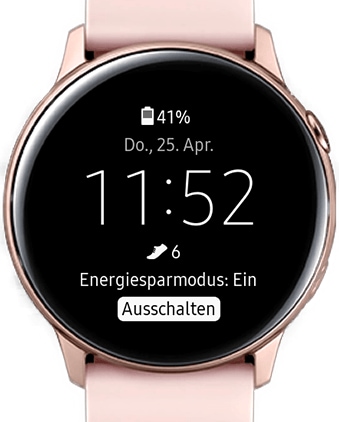 Aktivierter Energiesparmodus der Galaxy Watch Active