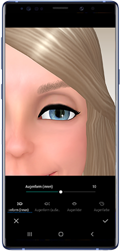 Definieren Sie die Augenform Ihres Emoji mit dem Galaxy Note9.