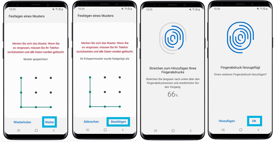 Galaxy S9 Fingerabdruckscanner Einstellungen
