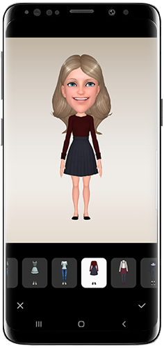 Wählen Sie Kleidung für Ihren My Emoji auf dem Galaxy S9 plus aus.