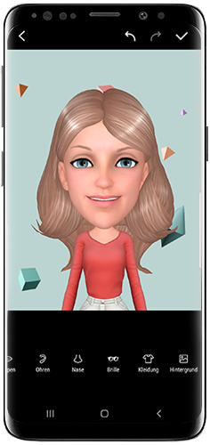 Wählen Sie einen Hintergrund für My Emoji auf dem Galaxy S9 plus aus.