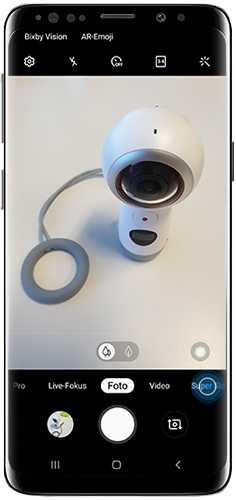 Tippen Sie im Vorschaubildschirm zum Aufnehmen eines Super Slow-Mo-Videos mit Ihrem Galaxy S9 plus auf Super Slow-Mo.