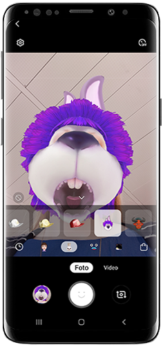 Verwenden Sie Live-Gegenstände bei der Nutzung von Live-Stickern auf Ihrem Galaxy S9 plus.