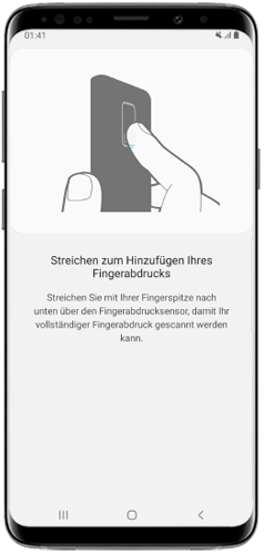 Registrieren Sie Ihren Fingerabdruck auf dem Galaxy S9/S9+.