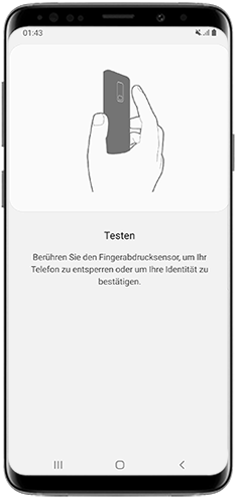 Testen Sie den registrierten Fingerabdruck auf dem Galaxy S9/S9+.