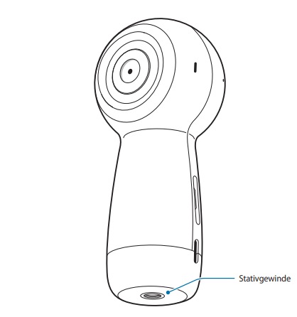 Der untere Aufbau der Gear 360 (2017) wird angezeigt.