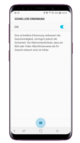 Galaxy S9, S9 plus mit Gesichtserkennung entsperren, schnellere Erkennung