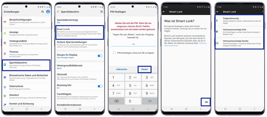 Galaxy Smartphone Smart-Lock Funktion einstellen
