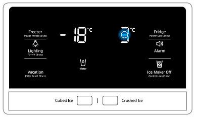 Die aktuelle Temperatur des Kühlabteils deines Samsung Kühlschranks wird im Display angezeigt.