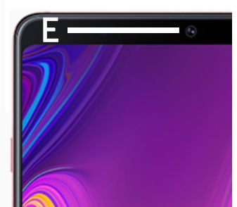 Kamera (für Selfies) auf der Vorderseite des Galaxy A9 (2018).