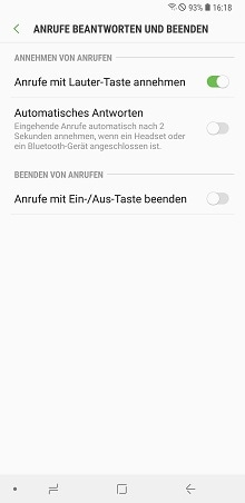 Samsung Smartphone: Funktion "Anrufe mit Lauter-Taste annehmen" aktivieren.