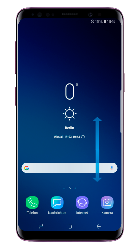 Apps auf Galaxy S9 plus verwalten, zum Apps-Bildschirm wechseln