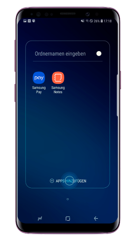 Apps auf Galaxy S9 plus verwalten, Apps zu Ordnern hinzufügen